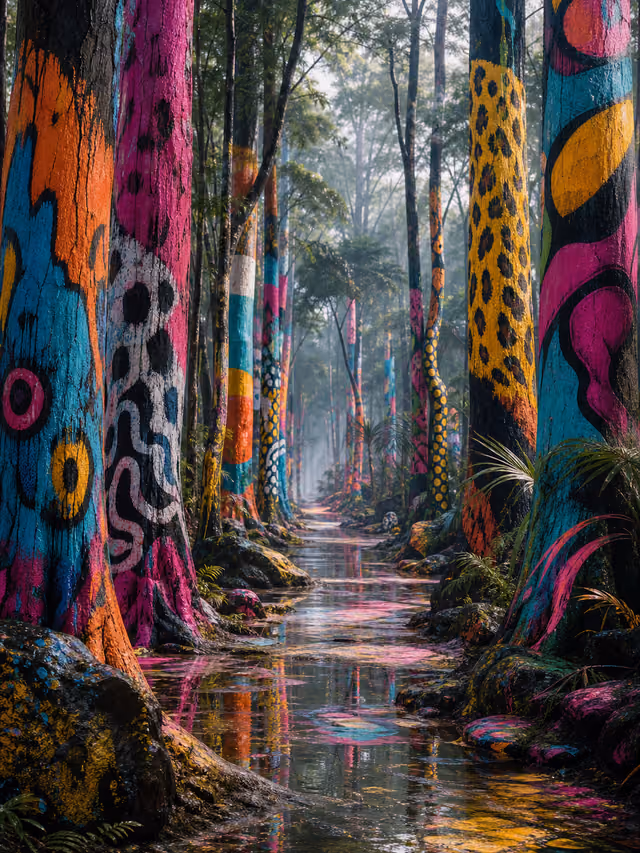 幻彩树干绘画森林 风格卡预览